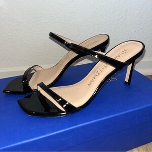 Stuart Weitzman Aleena Black Patent Leather Strappy Heels Size 6.5
